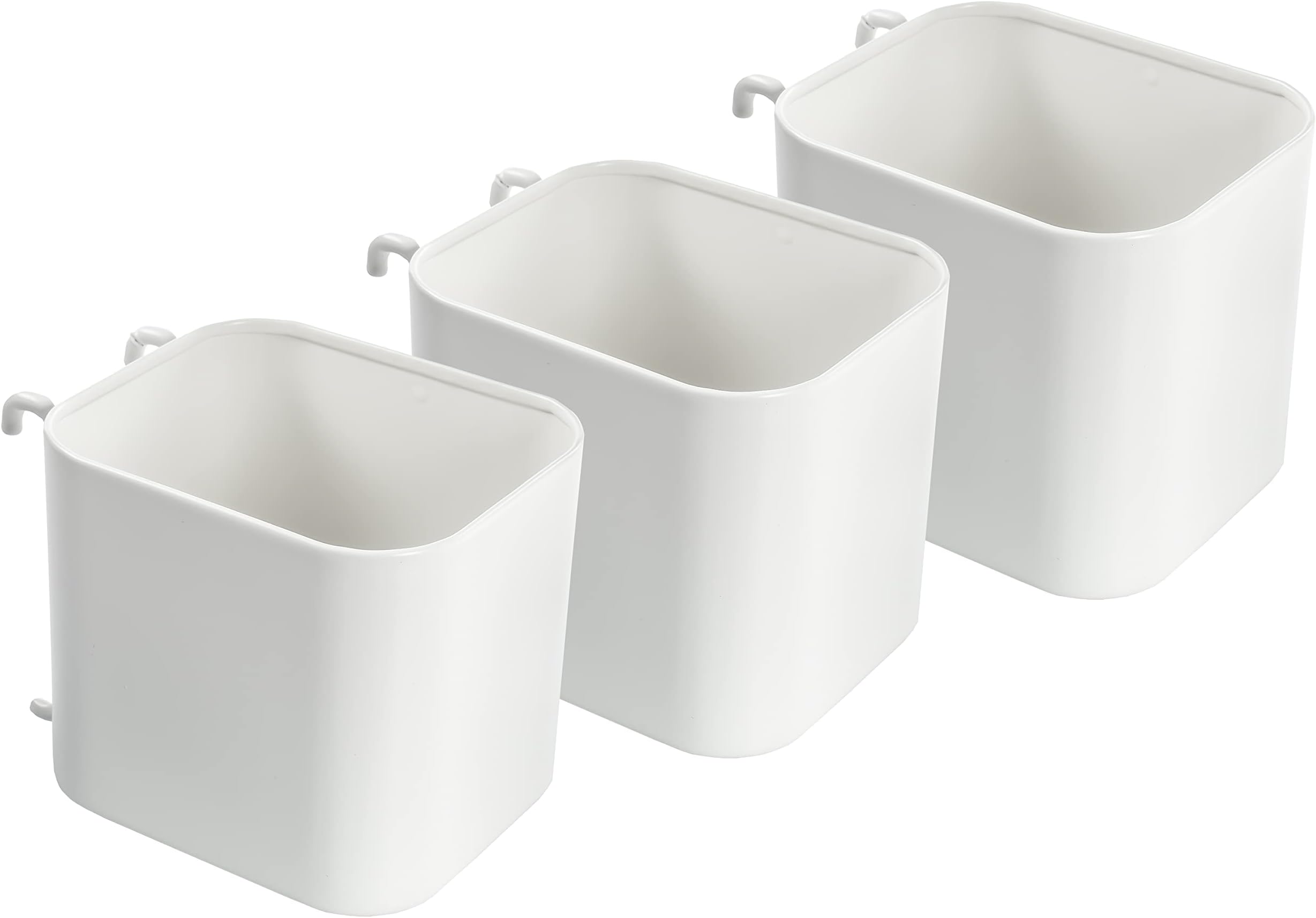 IKEA SKADIS Open-Top Storage Containers (Fits SKADIS Peg Board), White, 7.5 x 9.5 x 8 cm, Steel, 203.207.98 - Set of 3