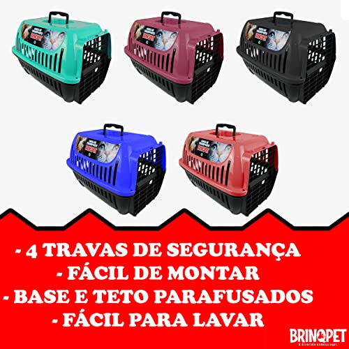 Brinqpet Caixa de Transporte para Animais de Estimação - Preta - Tamanho Pequeno - Ideal para Gatos,