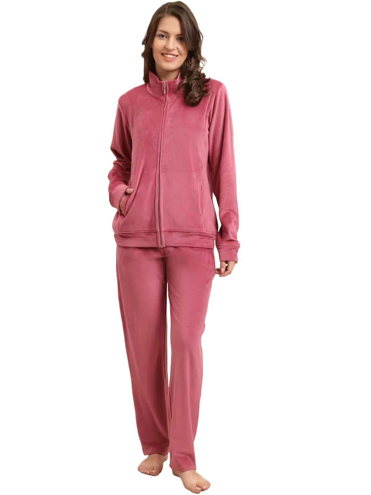 elendra jeans Elendra Women's Zip Clouser Fleece Velvet Tracksuit Winter Wear-picture-12