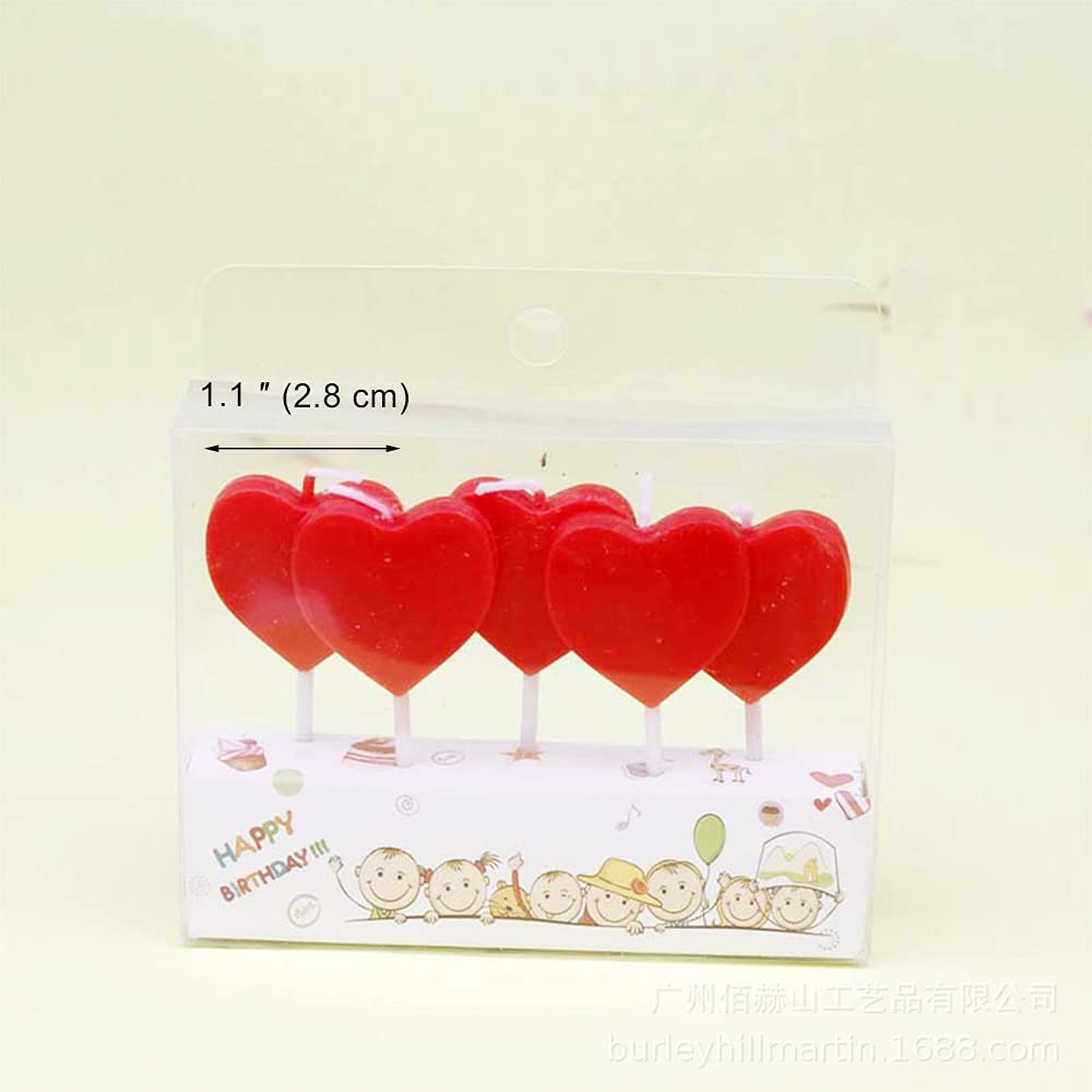 Velas de cumpleaños en forma de corazón, velas de pastel de corazón, velas decorativas para cupcakes, 5 unidades