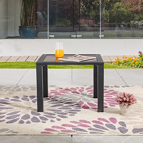 Image of LOKATSE HOME Square Patio Outdoor Side Table with Metal Frame All Weather, Brown