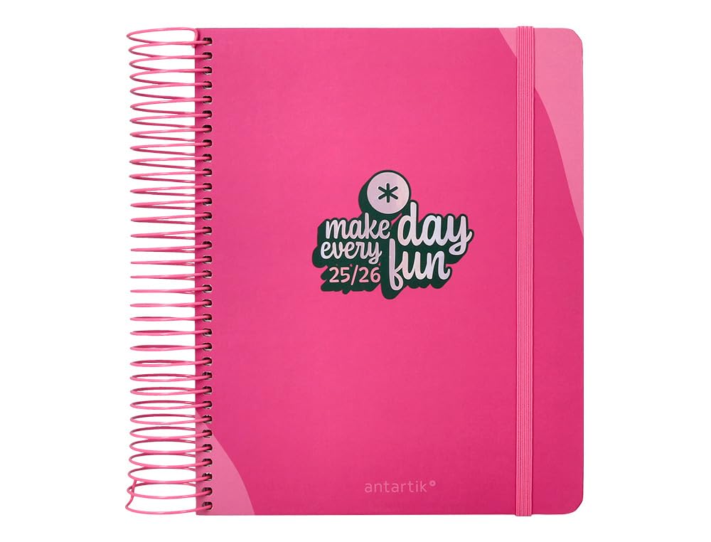 School diary antartik 25-26 spiral fun day fuchsia day page A5 bilingual FSC paper 80 g.