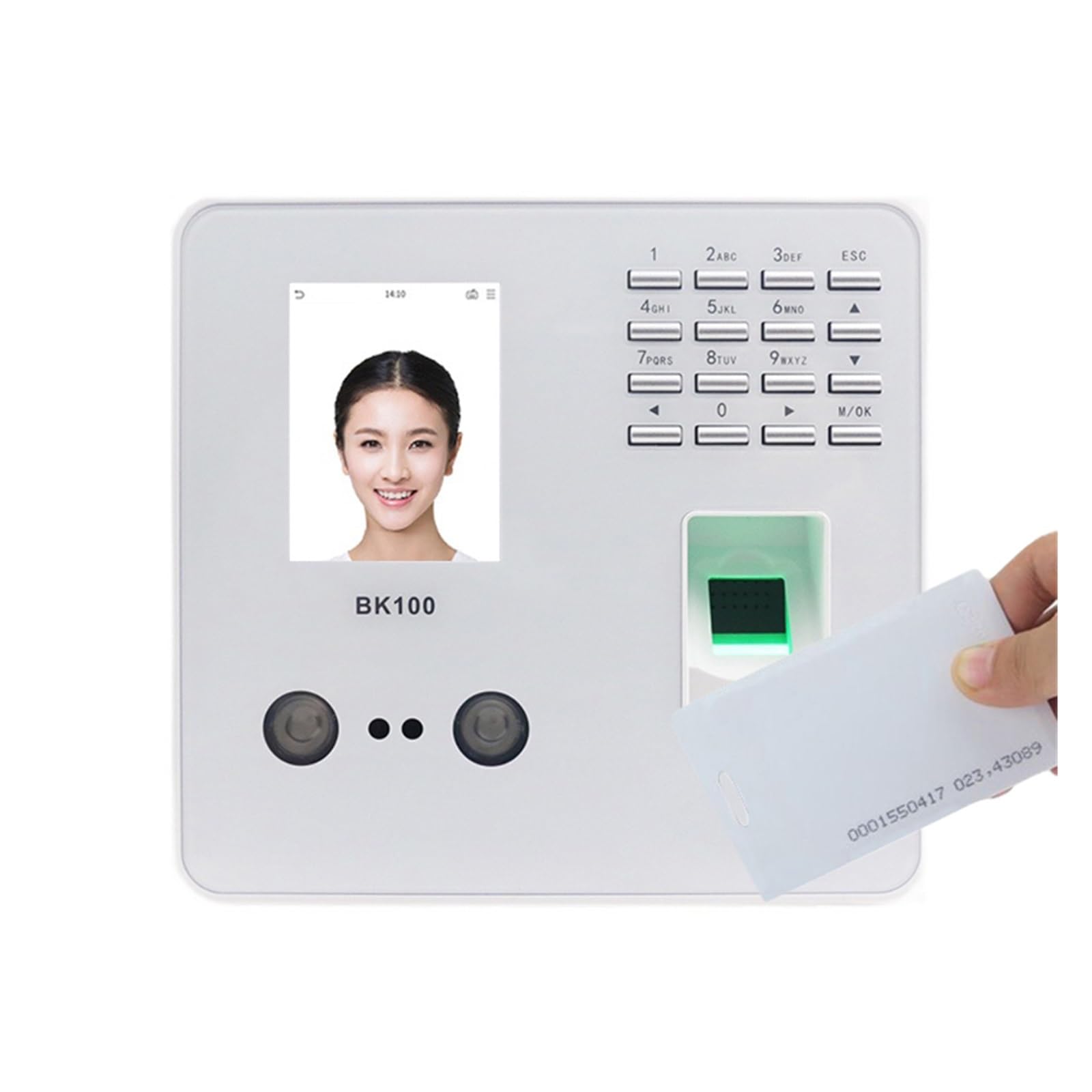 Clocking in Machine, BK100 USB Biometric Fingerprint Face Recognition Employee Time Attendance Machine Time Clock Recorder(BK100-ID)