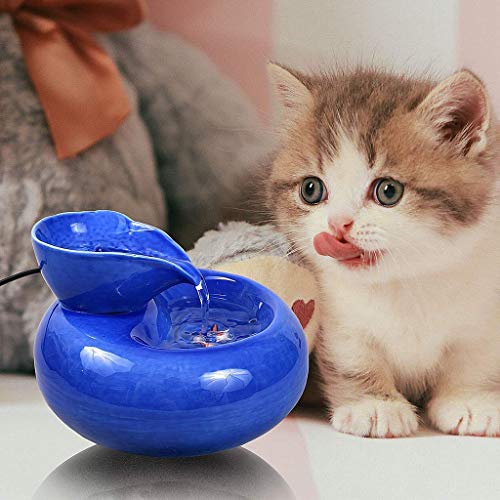 CWYSJ Cat Ceramic Water Fountain Automatic Pet Drinking Fountain Quiet Electric Water Dispenser，1.5L