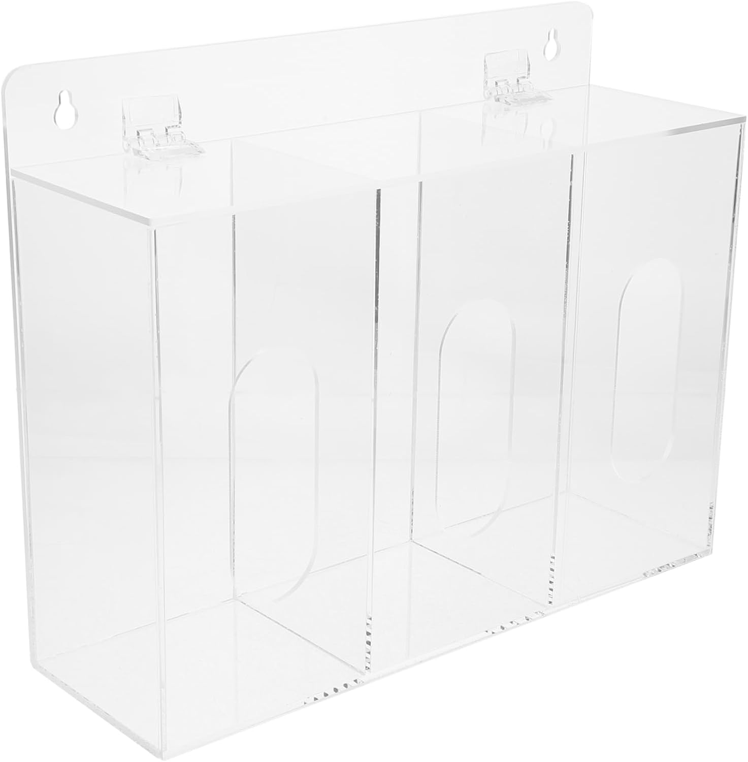 Luxshiny 3grid Acrylic Glove Storage Box Wall-mounted Glove Dispenser Mask Holder Lab Accessory