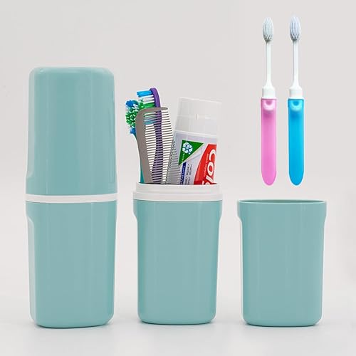Estuche de viaje para cepillo de dientes con 2 paquetes de cepillo de dientes plegable. Portacepillos de dientes portátiles para viajes para