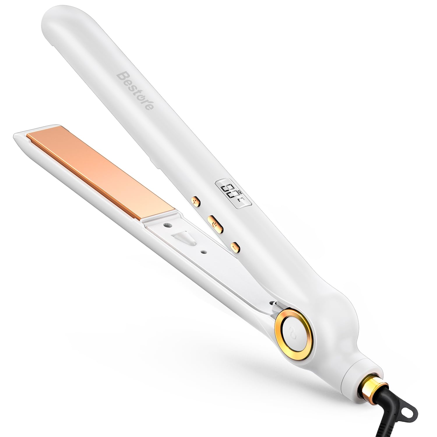 【2026新登場・30秒急速加熱】 ヘアアイロン ストレート 2WAY ストレートアイロン 24mm マイナスイオン 80～230℃温度調節 LCD液晶表示 ワンタッチロック 360°回転コード 自動電源OFF 軽量 コンパクト プロ仕様 メンズ レディース対応 (ホワイト)
