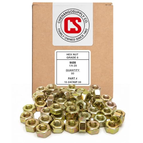 1/4-20 USS Hex Head Nuts, Grade 8 (50 Pieces)