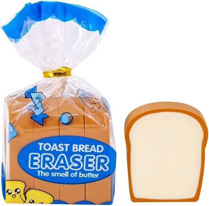 Kawaii Toast Bread Eraser, Cute Pencil Eraser Stationery 3D Bread Cartoon Pencil Sketching Tools Drafting Supply for Painters Artists Gift School Office Supplies