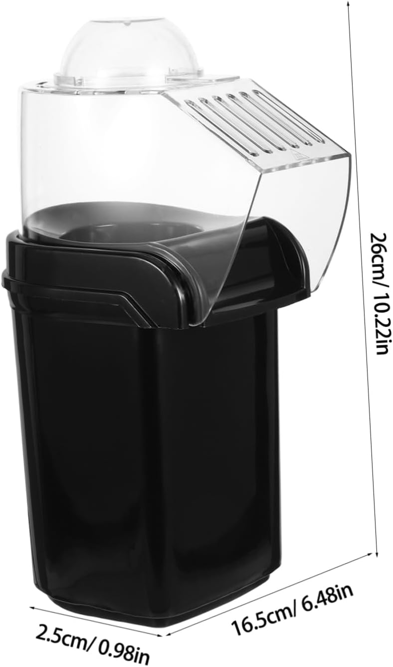 Electric Hot Air Popcorn Maker Compact Portable Popcorn Machine for Home Movie Parties Oil Fast Snack Maker with Automatic Power Off Protection and Scoop Black