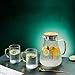 Exquis Cruche En Verre Résistant à La Température élevée Carafe Avec Filtre A Infuser Avec Couvercle Et Poignée Carafe D'eau Froide Et Chaude Pour La Boisson D'eau Froide Sangria J-R 2000ml+300mlx2pcs