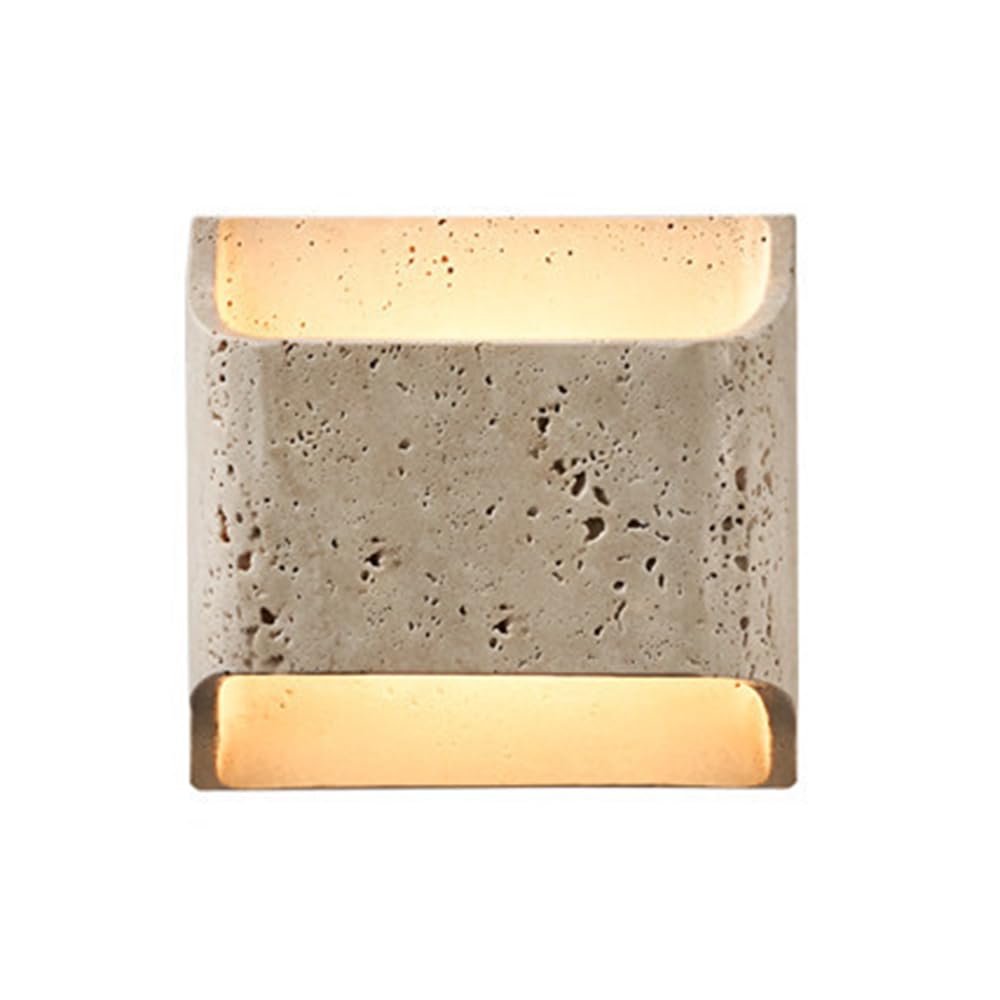 OZBMA Mid Century Bedroom Decor Sconces Wall Lighting Up and Down Light Wabi Sabi for Home Hallway Décor Coffee Bar Yellow Travertine Sconce Fixture