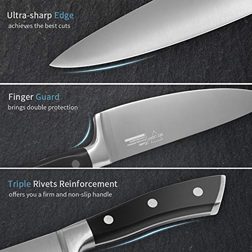 SKY LIGHT Kitchen Knives Set Chef knives Set - Chef Knife Utility Knife Paring Knife German High Carbon Stainless Steel Floged Blade Ergonomic Handle Cooks Knives