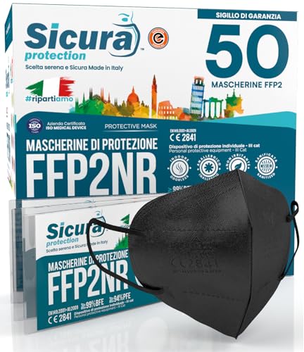 100 Mascherine FFP2 Nere Certificate CE 5 Strati BRBEN - Protezione Respiratoria No Cina