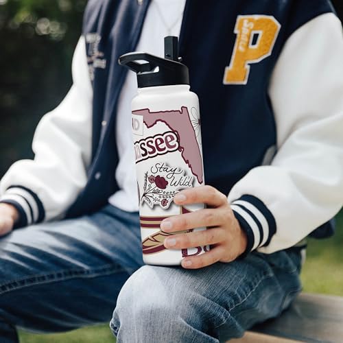 Image of Logo Brands NCAA Native 34 oz Quencher Water Bottle - | Local Icons Design | Double-Wall Insulated| Leak-Proof Lid & Built-In Straw