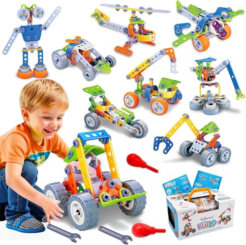 Giochi Costruzioni per Bambini 3 4 5 6 Anni, Gioco Costruzione 3 4 5 6 Anni Ragazze Ragazzi, Kit Blocchi Costruzioni per Bambini, Giocattolo da Costruzione, Regalo Natale Compleanno bambino (Blu)