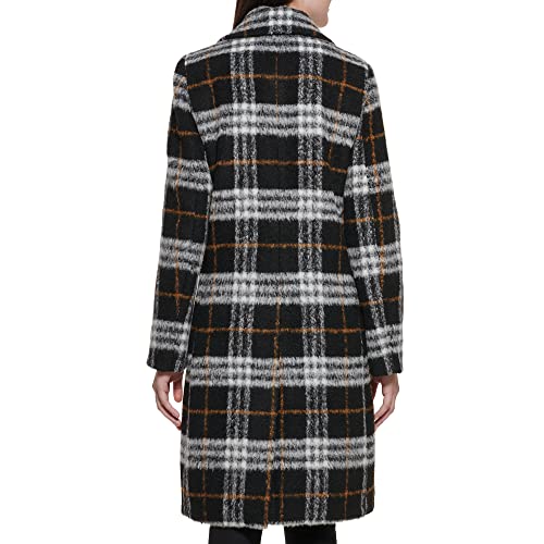 Calvin Klein Women's Notch Collar Double Breast Patch Pocket Jacket, Black Multi Plaid, Large #TOP3