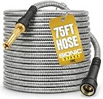 Tuyau de jardin en métal Bionic Steel Pro de 75 pi, Tuyau d'eau en acier inoxydable 304 résistant à la rouille avec raccords en laiton, Tuyau flexible et lourd, léger, sans pli et facile à enrouler - Modèle 2021