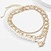 fxmimior Women Multilayer Silver Gold Dainty Pearls Layered Choker Necklaces Handmade Beads Fashion Chunky Pendant Multilayer Adjustable Layering Chain Gold Plated Necklaces Set for Women(Gold)