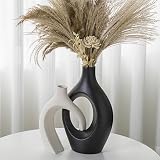 XL Black and Beige Snuggle Hollow Ceramic Vase Set...