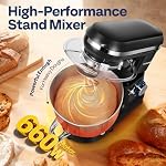 VIVOHOME Stand Mixer, 6 Quart Electric Tilt-Head Kitchen Mixer with Bowl, 10-Speed Household Food Mixer for Baking, Bread, and Cakes, with Dough Hook, Beater, Whisk, and Splash Guard, Black | Make Bread with Beater, Dough Hook and Egg Separator