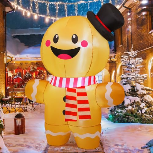 GOOSH 6.2 FT Christmas Inflatables Gingerbread Man Outdoor Decorations Blow