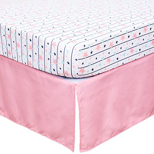 Image of Cloele Pink Crib Bedding Set for Girls-4 Piece Unicorns Baby Comforter Set | Includes Crib Skirt Quilt Fitted Sheet Toddler Pillowcase - Pink Soft Nursery Baby Bedding Set for Girls