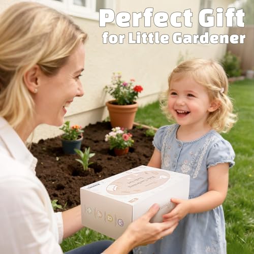 Image of Kids Gardening Set, Gardening Tools Kit for Kids Toddler, Includes Tote Bag, Apron, Gloves, Watering Can, Shovel, Rake, Cultivator, Garden Tool Set Outdoor Toys Gifts for Boys Girls