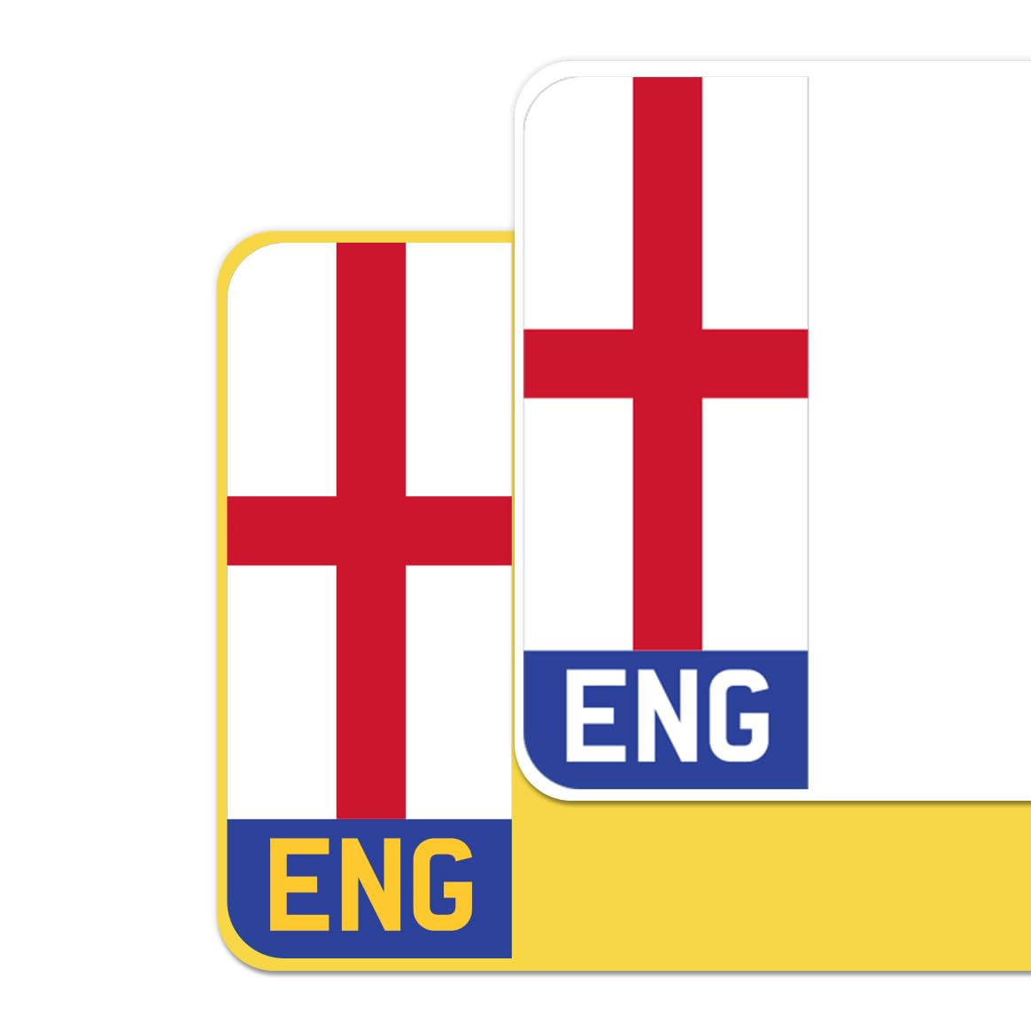 St. George's Cross Flag Car Number Plate Decorative Vinyl Stickers – Premium Bubble-Free Adhesive Decals – ENG Set of 2 (F&R) – Weatherproof, Easy Application – Made in UK (ENG, Blue)