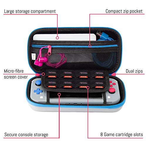Image of Orzly Case for Nintendo Switch Lite - Portable Travel Carry Case with Storage for Switch Lite Games and Accessories [Grey /Blue with a tint of Pink Special Edition]