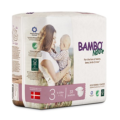 Bambo Nature Eco Friendly Premium Baby Diapers for Sensitive Skin, Size 3 (9-20 lbs), 33 Count