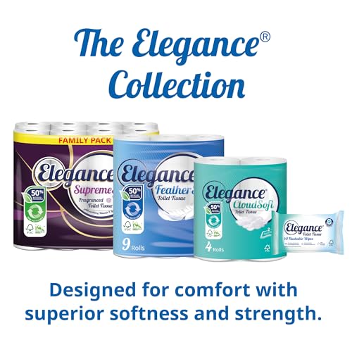 Elegance Feather Soft Toilet Roll - Bulk Buy Pack of 54 Rolls - Ultra Soft, 3-Ply, Recycled, Eco-Friendly, UK Manufactured Elegance Feather Soft Toilet Roll - Bulk Buy Pack of 54 Rolls - Ultra Soft, 3-Ply, Recycled, Eco-Friendly, UK Manufactured
