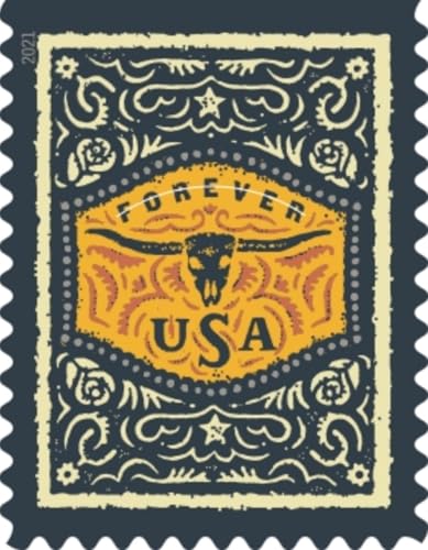 Image of USPS Western Wear (Cowboy Hat, Belt Buckle, Cowboy Boot with Spur, Western Shirt) (Booklet of 20) Postage Forever Stamps 2021 Scott #5615-5618