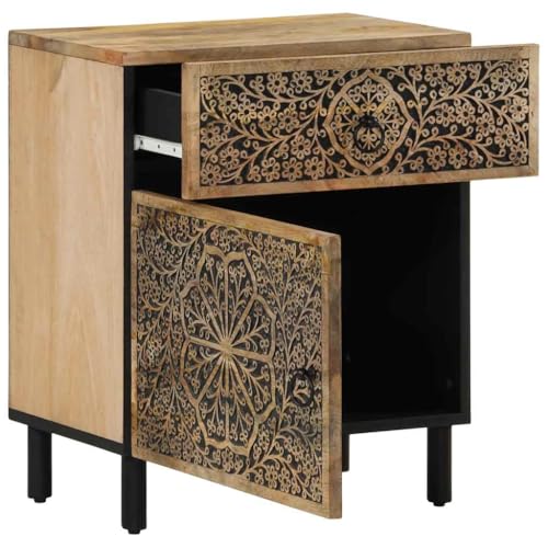 Table de chevet robuste style rétro en bois de manguier