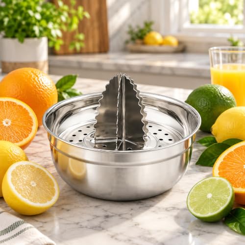 Image of stainless steel manual citrus juicer hand cold press lemon and orange juicer and squeezers with Round Bowl Big size 500ml (Type 6)