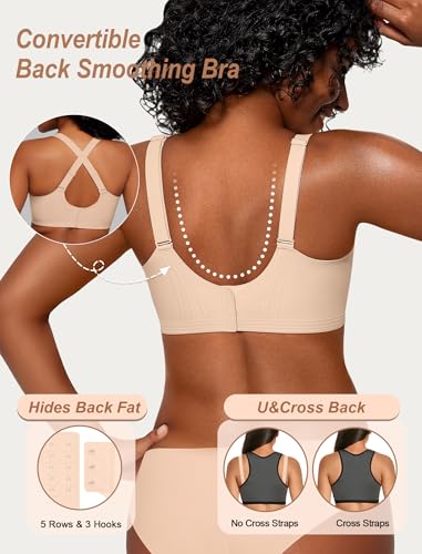 OEAK Womens Comfortable Deep V Bras Wireless Push Up Seamless Full Coverage Bralettes Supportive Bra Raceback Tshirt Bras3