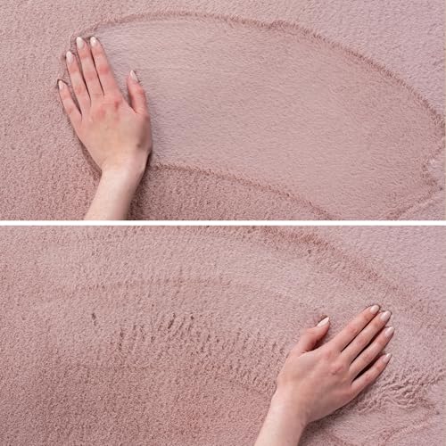 SIMPEX Runder Teppich Rosa 160 cm Kurzflor Teppich Waschbar, rund, weich & rutschfest, modern einfarbiges Design für Wohnzimmer, Küche Schlafzimmer, & Kinderzimmer