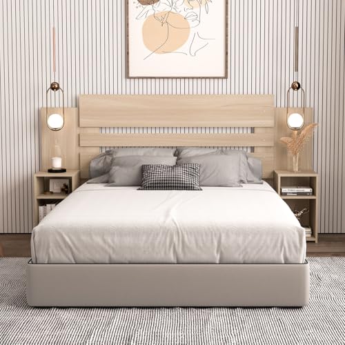 Reviews de Cabeceros , tabla con los diez mejores. 38 MOBI Cabecera Matrimonial Verona – Respaldo de Madera Color Legno Salinas - Dos Buros Empotrados - Largo 210cm x Alto 110cm – Recamara