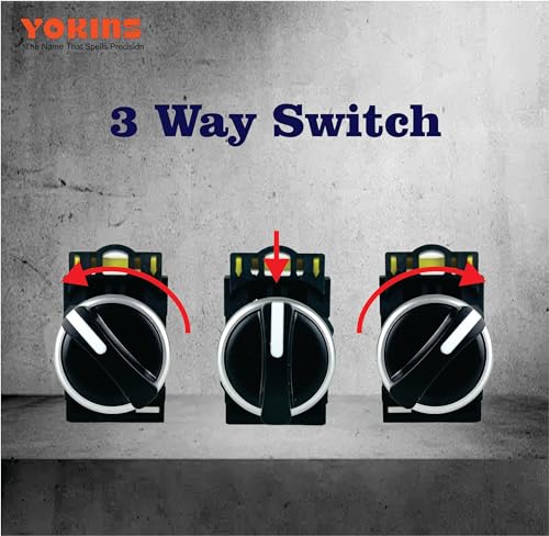 Image of YOKINS Switch Maintained Push Button, 3 way position, EB2M-A-20XS, 22mm Black color with spring return with 2NO (copper & silver contacts)