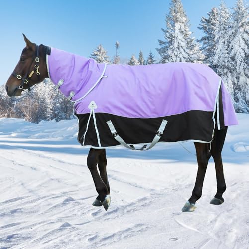 2025 Upgrade 1200D Horse Blanket Winter,220-Gram Polyester Filling 1200D Premium Horse Turnout Blanket,Horse Rug Medium Weight Blanket 78 inches