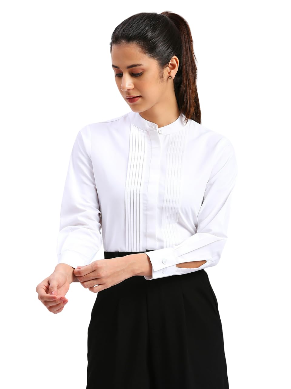 sharma group Women's Regular Fit Solid Cotton Blend Pleated Formal Shirts-picture-23