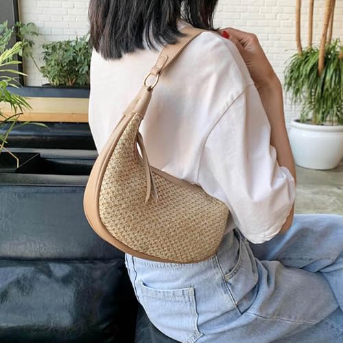 Bolso bandolera pequeño de paja para mujer miniatura 4