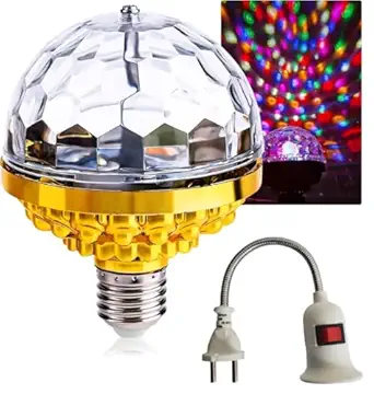 SHOPECOM Rotating Magic Ball Light with Lamp Holder Set Retro Disco Lights Colorful Disco Rotating Magic Ball Light Bulb with Sockets Magic Ball RGB LED Stage Light