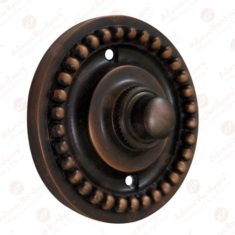 Adonai Hardware Dotted Brass Bell Push or Door Bell or Push Button (Oil Rubbed Bronze)