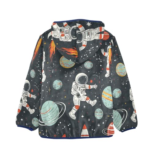 Boys Girls Fleece Jacket Spaceman Walking in Universe Kids Warm Hooded Outwear Coat2
