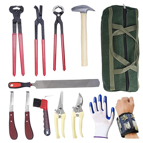 HEJKFVCL 13 Pcs Professional Farrier Tools Farrier kit Horse shoeing Tools Farrier Supplies Farrier Tools for Horses Cattle Sheep and Donkeys