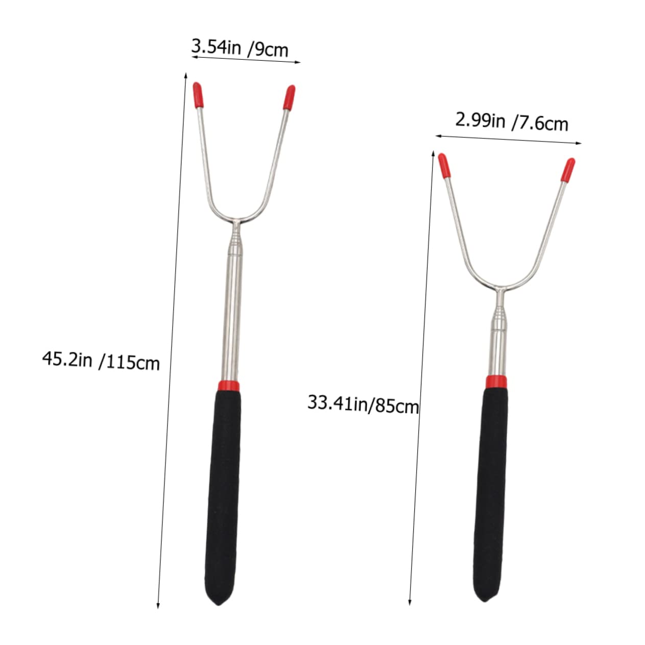 INOOMP 2Pcs Bbq Fork Shaped Grill Meat Sticks for Camping Bbq and Outdoor Cooking
