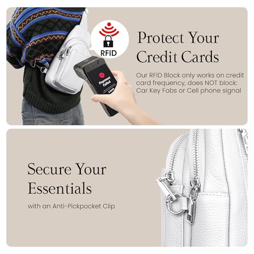 Image of befen Genuine Leather Sling Bag for Women Anti-Theft Crossbody Chest Bags Fanny Packs for Travel with RFID Card Slots