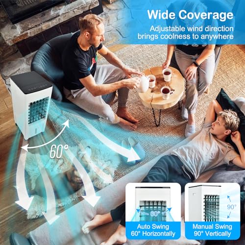 SHAVINGFUN Air Cooler for Home,Portable Air Conditioner with Remote Control and LED Display,8H Timer,8 L Water Tank with 4 Ice Packs,Adjustable Speeds,60° Oscillation,High Cooling Efficiency for Room - Image 5
