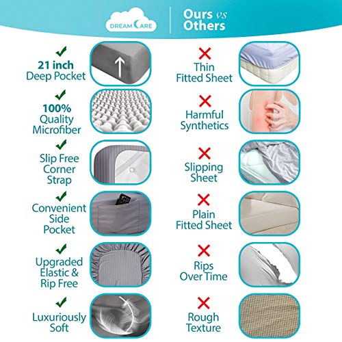 DREAMCARE 6 Pc Viscose Derived from Bamboo Sheets King Size - with Microfiber Blend - Cooling Sheets - King Size Sheets Set King Sheets Hotel Luxury Soft & Lasting Cooling Bed Sheets (Cal King,Gray)